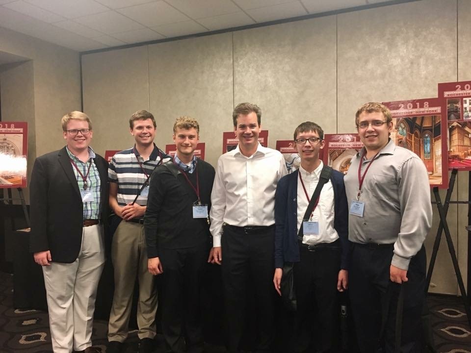 Parker MacIver Hinnenkamp with Ken Cowan and fellow E. Power Biggs Scholars, class of 2017.