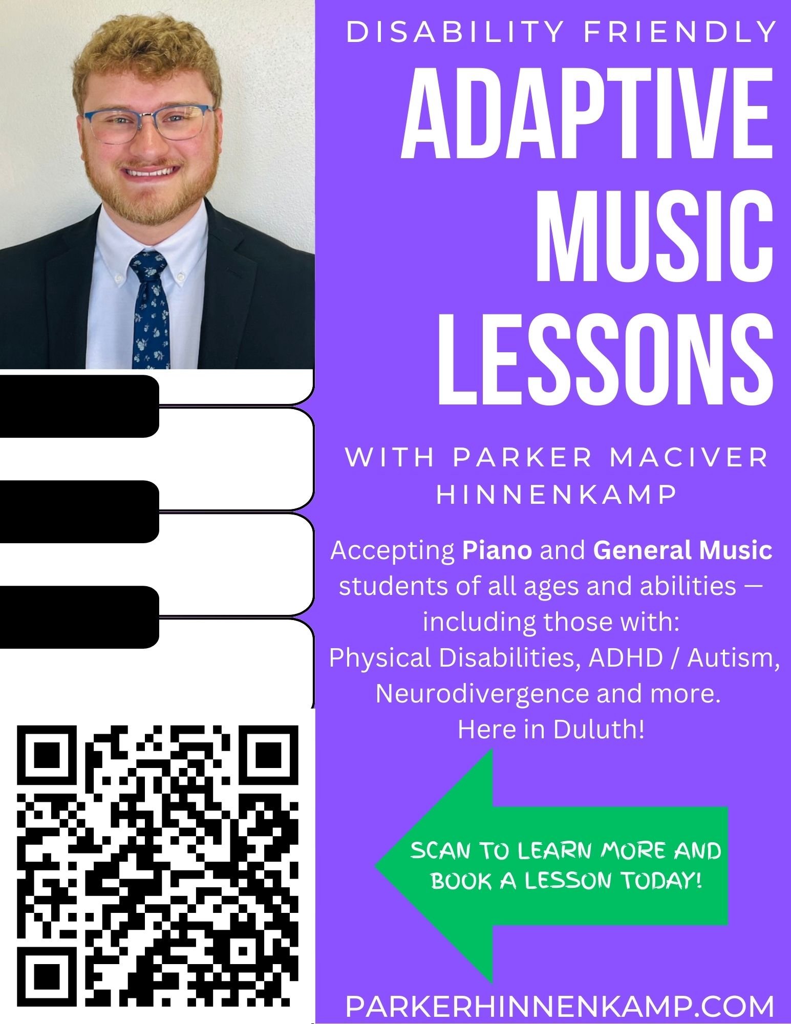 Parker MacIver Hinnenkamp's Adaptive Lessons Poster.