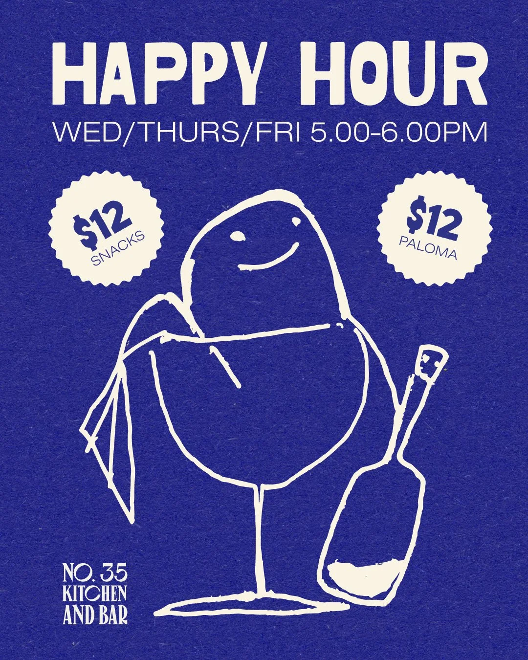 PSA after 3 years we will be (slightly) increasing our Happy Hour prices. ⁠
⁠
Don't worry - it's still cheap as chips, with our Snacks just $12 and our Drinks (Palomas, Rossini, and select wines) now $12. It's a $2 increase that's the result of risin