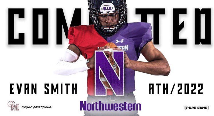 Congratulations to Evan Smith on committing to Northwestern! #oakmountain 🏈🦅