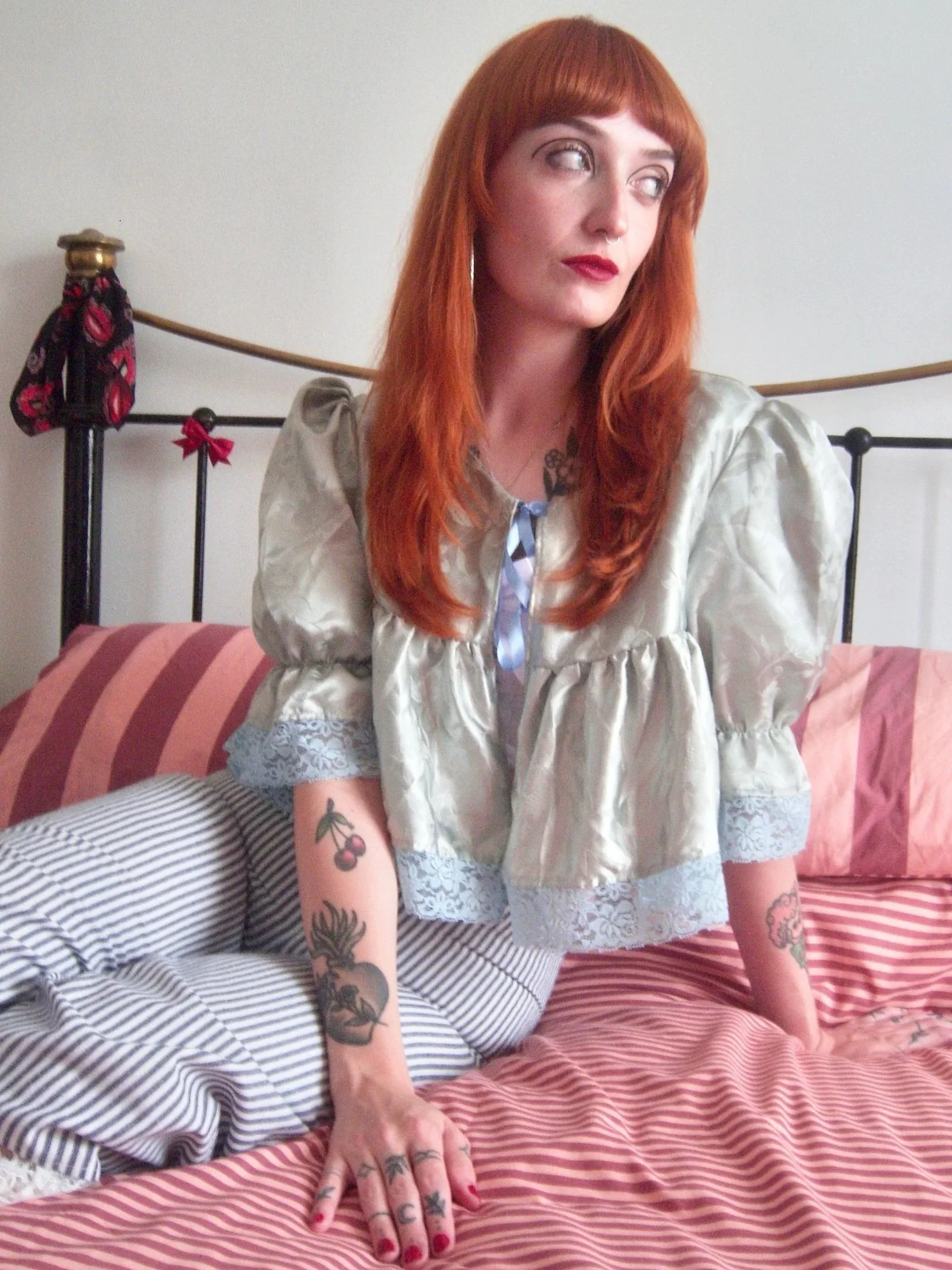 Mint Satin Bed Jacket- XL