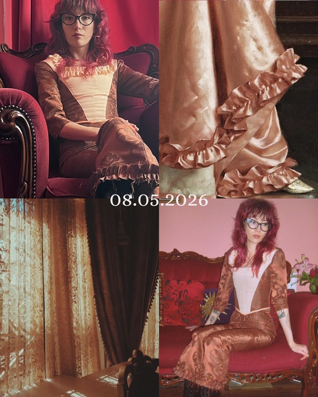 Can&rsquo;t get enough of this dreamy, chocolate, damask fabric!! 

A Victorian take on my cropped flares from a few years ago paired with a slightly updated silhouette of the Marie Corset. 

The Dahlia Marie Set arrives on Friday!