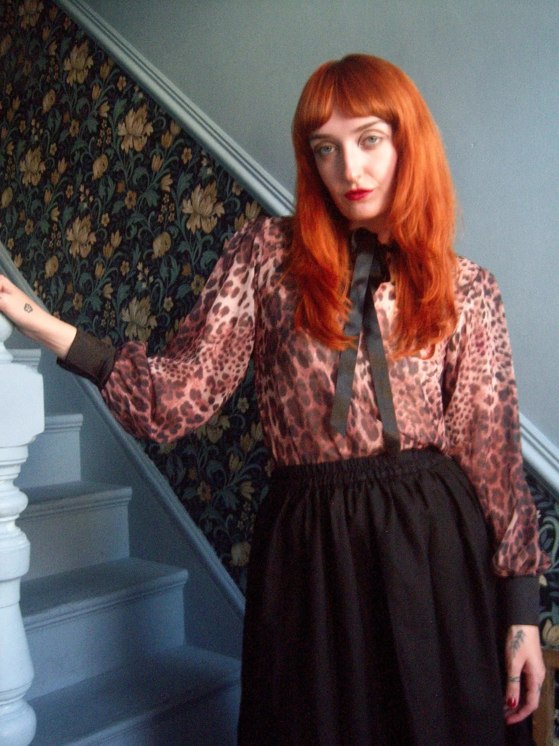 Leopard & Satin 70s Shirt - M