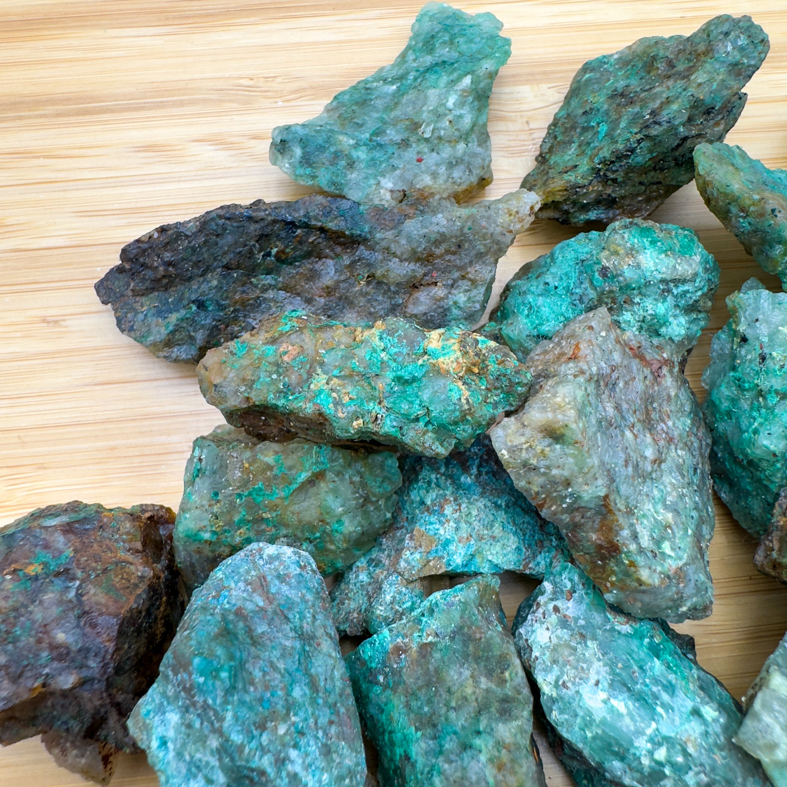 Chrysocolla Raw Stones (1-2 Inch - A Grade - 20-32 Pieces Per Pound) Ethically Sourced from Madagascar - Beyond Bohemian