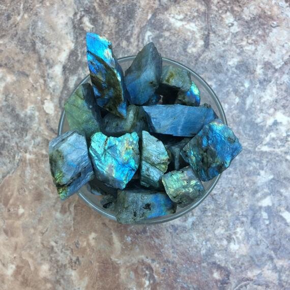 Labradorite (Blue Predominant) Raw Stones (1-2 Inch - AAA Grade - 16-32 Pieces Per Pound) Ethically Sourced from Madagascar - Beyond Bohemian
