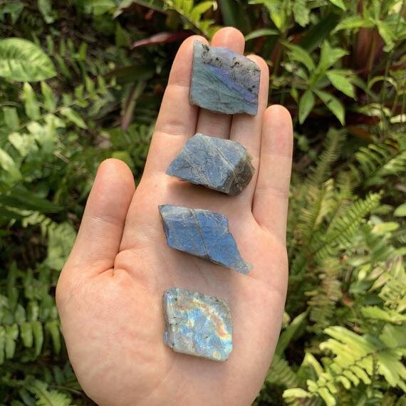 Labradorite (Blue Predominant) Raw Stones (1-2 Inch - AAA Grade - 16-32 Pieces Per Pound) Ethically Sourced from Madagascar - Beyond Bohemian