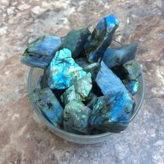 Labradorite (Blue Predominant) Raw Stones (1-2 Inch - AAA Grade - 16-32 Pieces Per Pound) Ethically Sourced from Madagascar - Beyond Bohemian