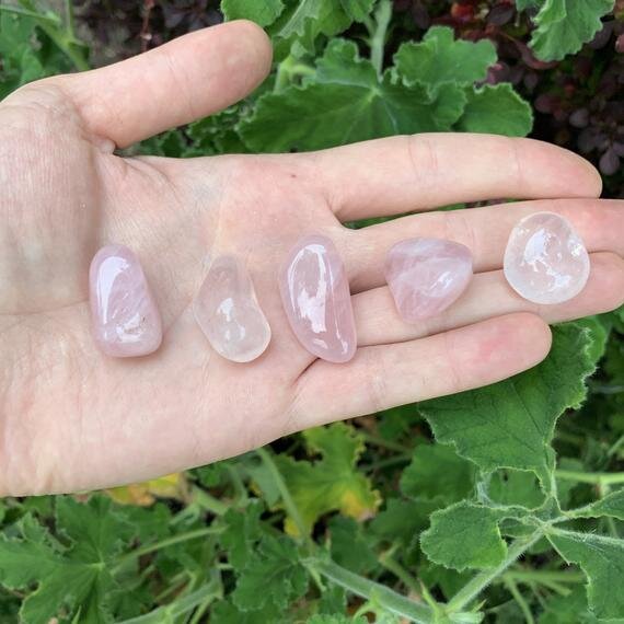 Rose Quartz Tumbled Stones (0.75-1.25 Inch - AA Grade - 40-64 Pieces Per Pound) Ethically Sourced from Brazil - Beyond Bohemian