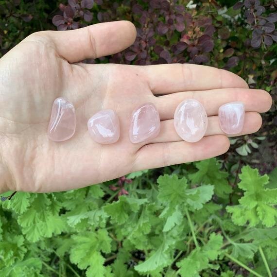 Rose Quartz Tumbled Stones (0.75-1.25 Inch - AA Grade - 40-64 Pieces Per Pound) Ethically Sourced from Brazil - Beyond Bohemian