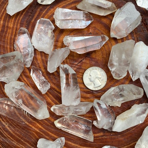Clear Quartz Raw Crystal Points (1-2 Inch - AA Grade - 16-24 Pieces Per Pound) Ethically Sourced from Arkansas - Beyond Bohemian