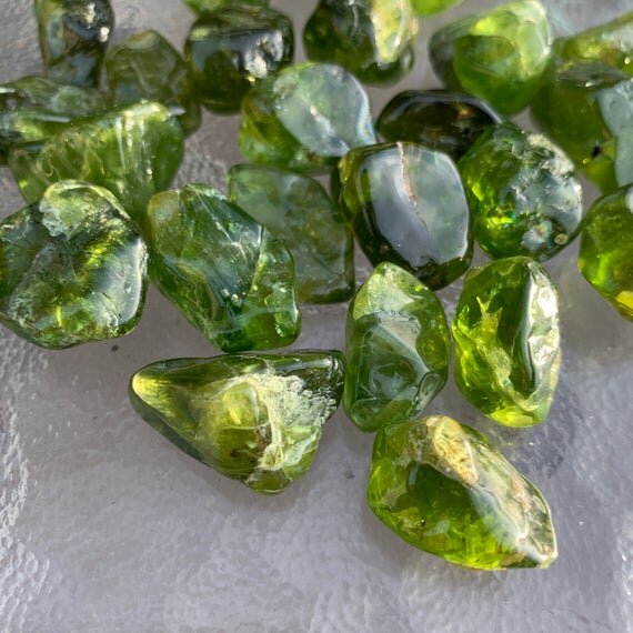 Peridot Tumbled Stones (0.50-1 Inch - AA Grade - Per Piece) Ethically Sourced from Arizona - Beyond Bohemian