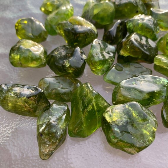 Peridot Tumbled Stones (0.50-1 Inch - AA Grade - Per Piece) Ethically Sourced from Arizona - Beyond Bohemian