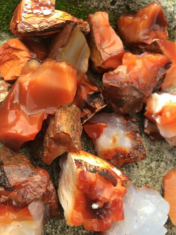 Carnelian Raw Stones (1-2 Inch - AA Grade - 20-32 Pieces Per Pound) Ethically Sourced from Madagascar - Beyond Bohemian