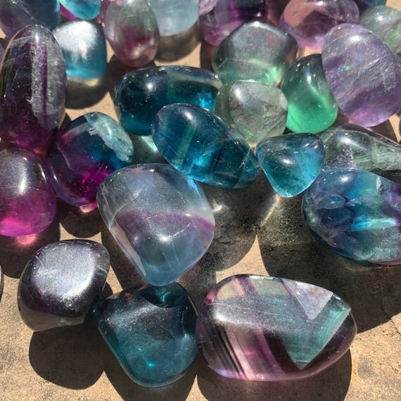 Fluorite Tumbled Stones (0.50-1.25 Inch - AAA Grade - 80-120 Pieces Per Pound) Ethically Sourced from China - Beyond Bohemian