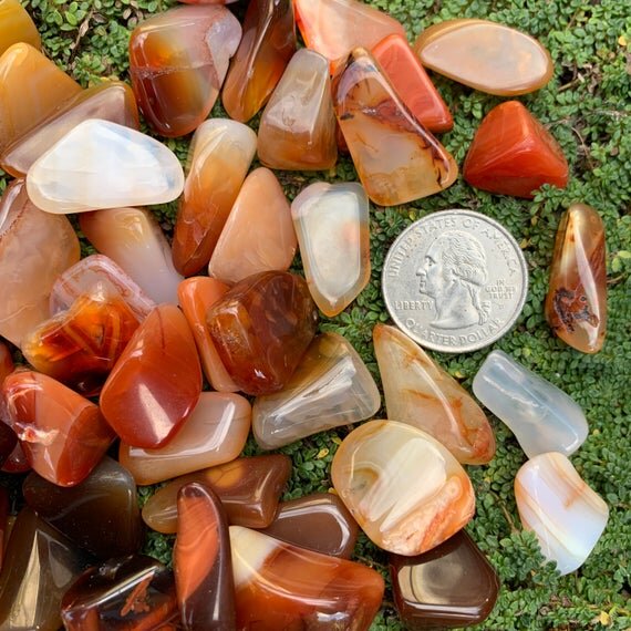 Carnelian Tumbled Stones (0.50-1 Inch - AA Grade - 64-128 Pieces Per Pound) Ethically Sourced from Madagascar - Beyond Bohemian