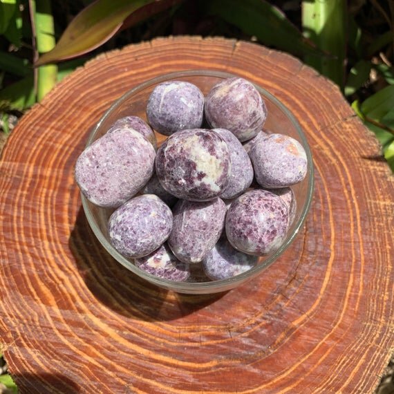 Lepidolite Hand Polished Stones (1-1.50 Inch - AA Grade - 16-24 Pieces Per Pound) Ethically Sourced from Peru - Beyond Bohemian