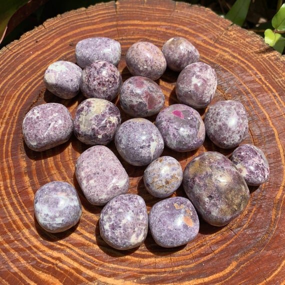 Lepidolite Hand Polished Stones (1-1.50 Inch - AA Grade - 16-24 Pieces Per Pound) Ethically Sourced from Peru - Beyond Bohemian