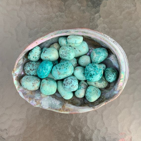 Chrysocolla Hand Polished Stones (0.75-1.50 Inch - A Grade - 24-40 Pieces Per Pound) Ethically Sourced from Peru - Beyond Bohemian