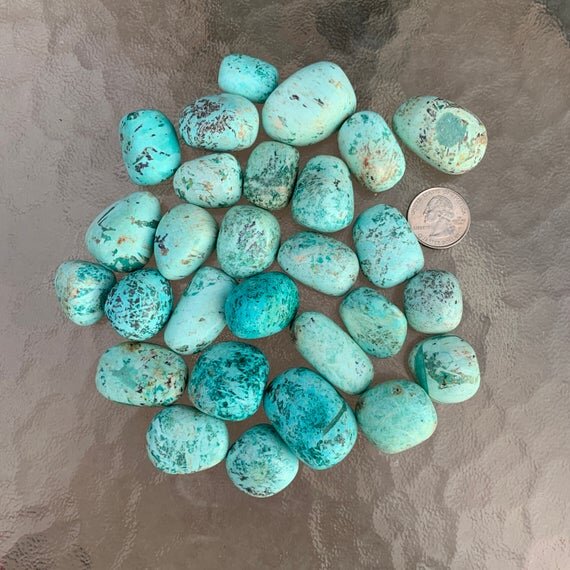 Chrysocolla Hand Polished Stones (0.75-1.50 Inch - A Grade - 24-40 Pieces Per Pound) Ethically Sourced from Peru - Beyond Bohemian