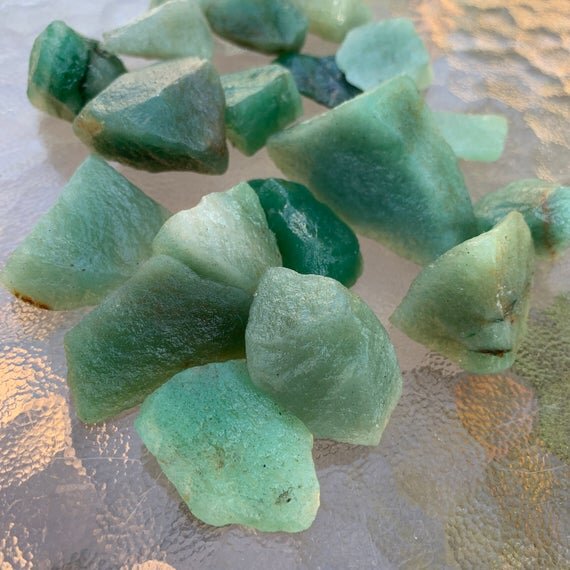 Green Aventurine Raw Stones (1-2 Inch - AA Grade - 12-20 Pieces Per Pound) Ethically Sourced from Brazil - Beyond Bohemian