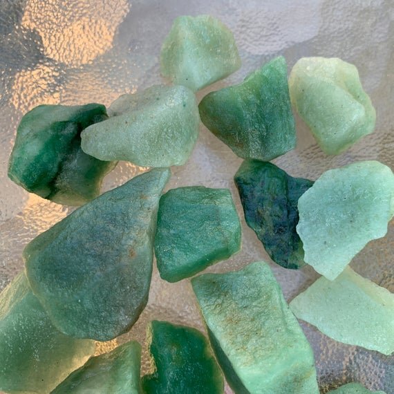 Green Aventurine Raw Stones (1-2 Inch - AA Grade - 12-20 Pieces Per Pound) Ethically Sourced from Brazil - Beyond Bohemian