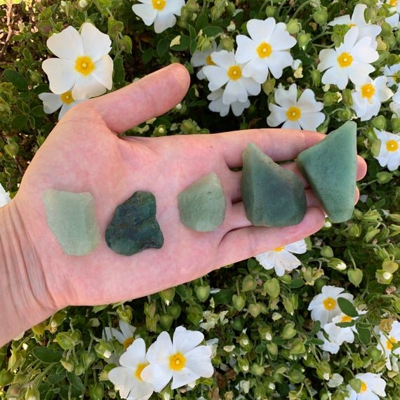 Green Aventurine Raw Stones (1-2 Inch - AA Grade - 12-20 Pieces Per Pound) Ethically Sourced from Brazil - Beyond Bohemian
