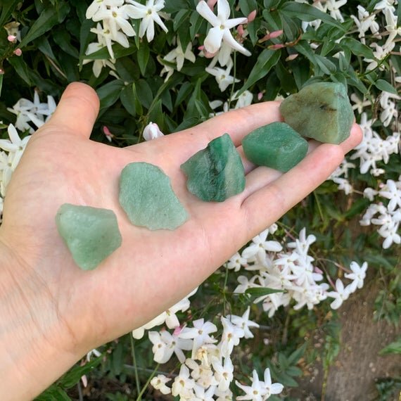 Green Aventurine Raw Stones (1-2 Inch - AA Grade - 12-20 Pieces Per Pound) Ethically Sourced from Brazil - Beyond Bohemian