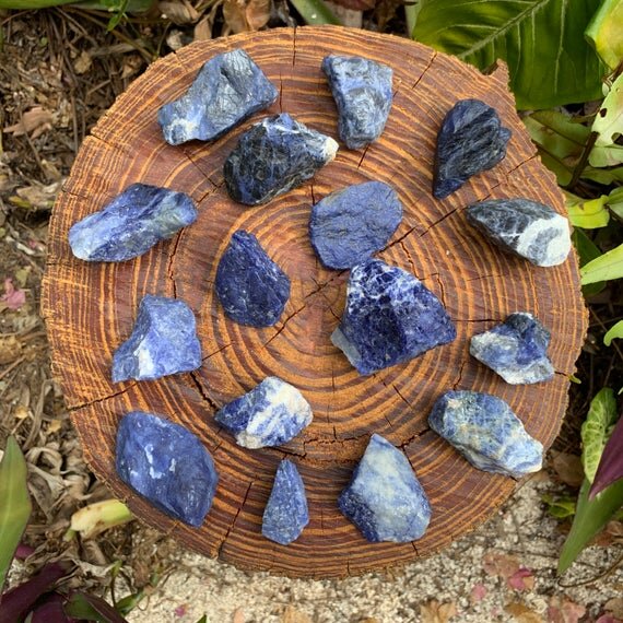 Sodalite Raw Stones (1-2 Inch - AA Grade - 12-24 Pieces Per Pound) Ethically Sourced from Brazil - Beyond Bohemian