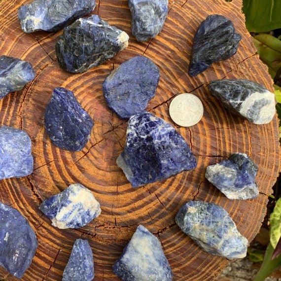 Sodalite Raw Stones (1-2 Inch - AA Grade - 12-24 Pieces Per Pound) Ethically Sourced from Brazil - Beyond Bohemian