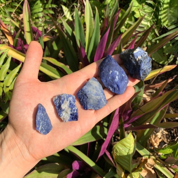 Sodalite Raw Stones (1-2 Inch - AA Grade - 12-24 Pieces Per Pound) Ethically Sourced from Brazil - Beyond Bohemian
