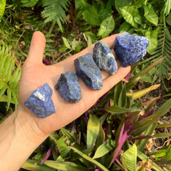 Sodalite Raw Stones (1-2 Inch - AA Grade - 12-24 Pieces Per Pound) Ethically Sourced from Brazil - Beyond Bohemian