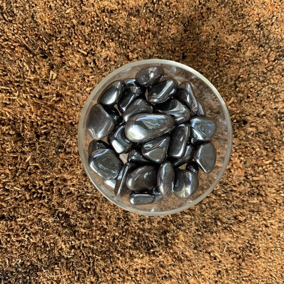 Hematite Tumbled Stones (0.75-1.25 Inch - AA Grade - 24-40 Pieces Per Pound) Ethically Sourced from Brazil - Beyond Bohemian