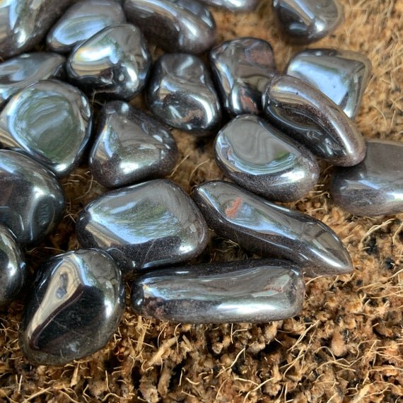 Hematite Tumbled Stones (0.75-1.25 Inch - AA Grade - 24-40 Pieces Per Pound) Ethically Sourced from Brazil - Beyond Bohemian