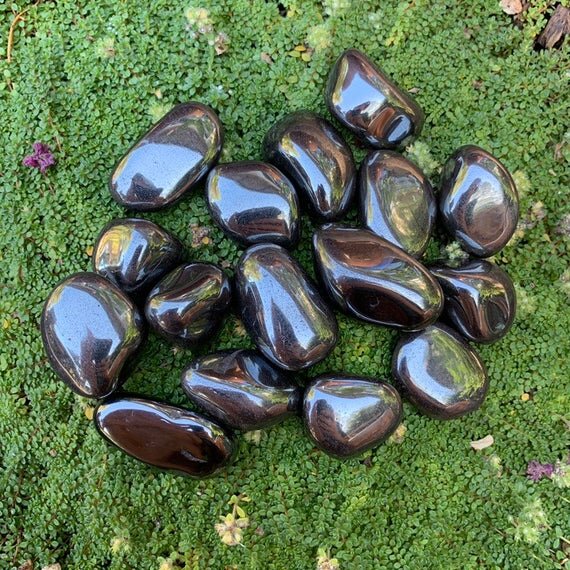 Hematite Tumbled Stones (0.75-1.25 Inch - AA Grade - 24-40 Pieces Per Pound) Ethically Sourced from Brazil - Beyond Bohemian