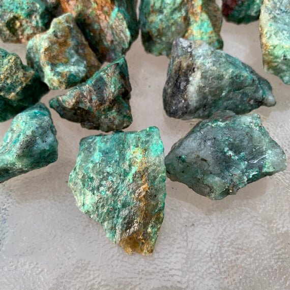 Chrysocolla Raw Stones (1-2 Inch - A Grade - 20-32 Pieces Per Pound) Ethically Sourced from Madagascar - Beyond Bohemian
