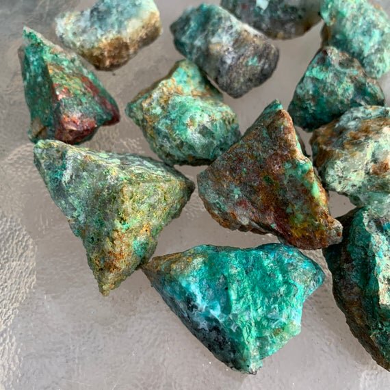 Chrysocolla Raw Stones (1-2 Inch - A Grade - 20-32 Pieces Per Pound) Ethically Sourced from Madagascar - Beyond Bohemian