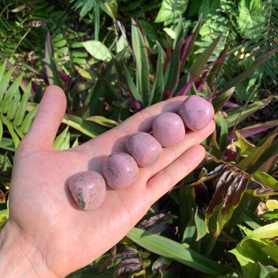 Rhodonite Hand Polished Stones (1-1.50 Inch - AA Grade - 16-32 Pieces Per Pound) Ethically Sourced from Peru - Beyond Bohemian