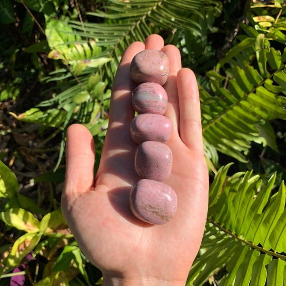 Rhodonite Hand Polished Stones (1-1.50 Inch - AA Grade - 16-32 Pieces Per Pound) Ethically Sourced from Peru - Beyond Bohemian