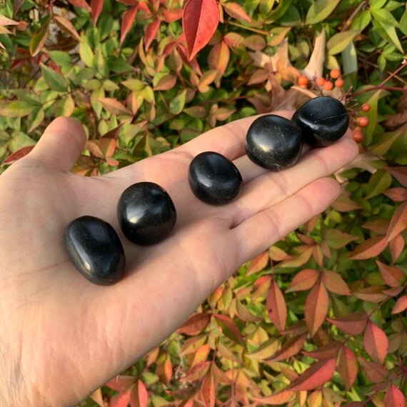 Black Onyx Hand Polished Stones (1-1.50 Inch - AA Grade - 16-32 Pieces Per Pound) Ethically Sourced from Peru - Beyond Bohemian