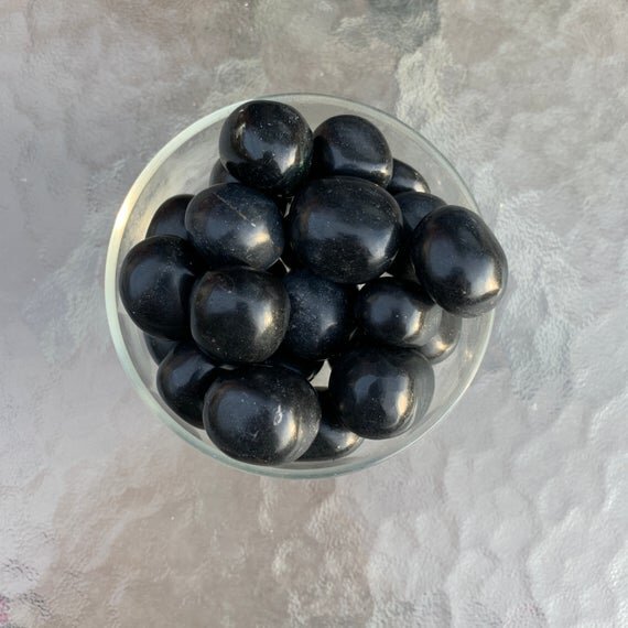 Black Onyx Hand Polished Stones (1-1.50 Inch - AA Grade - 16-32 Pieces Per Pound) Ethically Sourced from Peru - Beyond Bohemian