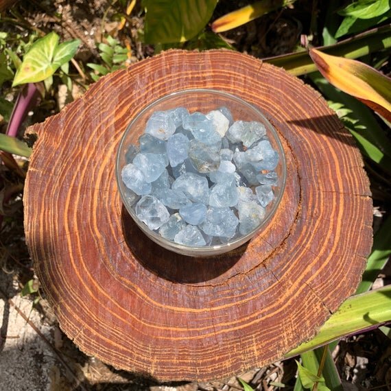 Celestite Raw Crystal Point Chunks (0.50-1 Inch - AA Grade - 80-160 Pieces Per Pound) Ethically Sourced from Madagascar - Beyond Bohemian