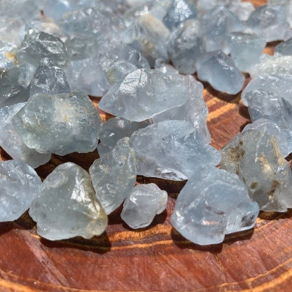 Celestite Raw Crystal Point Chunks (0.50-1 Inch - AA Grade - 80-160 Pieces Per Pound) Ethically Sourced from Madagascar - Beyond Bohemian
