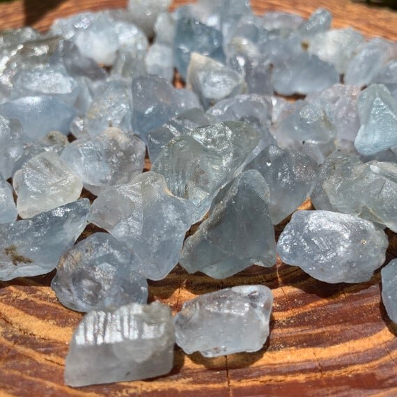 Celestite Raw Crystal Point Chunks (0.50-1 Inch - AA Grade - 80-160 Pieces Per Pound) Ethically Sourced from Madagascar - Beyond Bohemian
