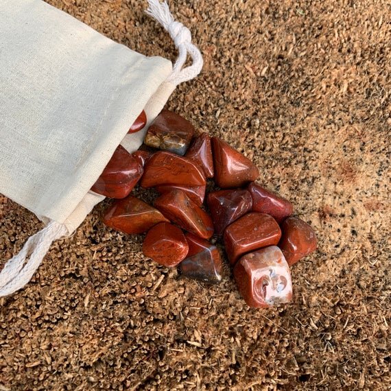 Red Jasper Tumbled Stones (0.75-1.25 Inch - AA Grade - 32-48 Pieces Per Pound) Ethically Sourced from Madagascar - Beyond Bohemian