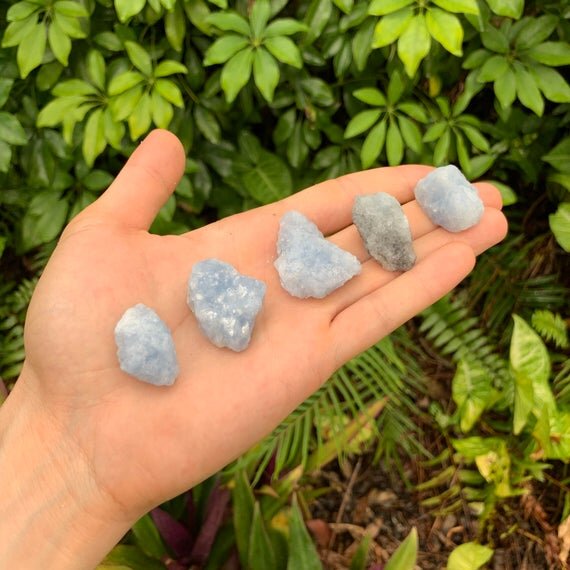 Blue Calcite Raw Stones (1-2 Inch - A Grade - 12-20 Pieces Per Pound) Ethically Sourced from Madagascar - Beyond Bohemian