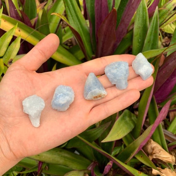 Blue Calcite Raw Stones (1-2 Inch - A Grade - 12-20 Pieces Per Pound) Ethically Sourced from Madagascar - Beyond Bohemian