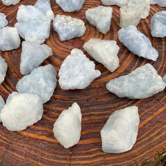 Blue Calcite Raw Stones (1-2 Inch - A Grade - 12-20 Pieces Per Pound) Ethically Sourced from Madagascar - Beyond Bohemian