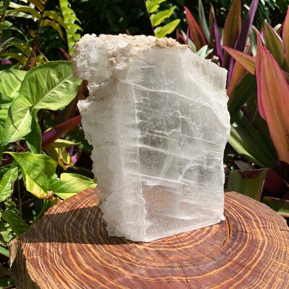 Selenite Raw Crystal Clearing Slab Specimen with Cut Base Ethically Sourced from New Mexico - Beyond Bohemian