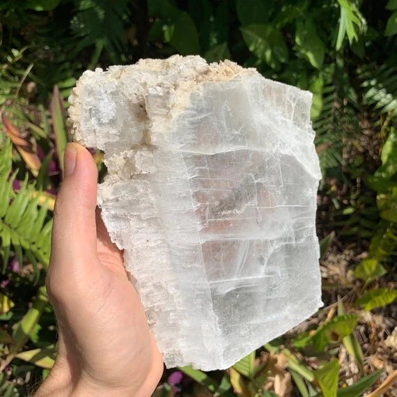Selenite Raw Crystal Clearing Slab Specimen with Cut Base Ethically Sourced from New Mexico - Beyond Bohemian