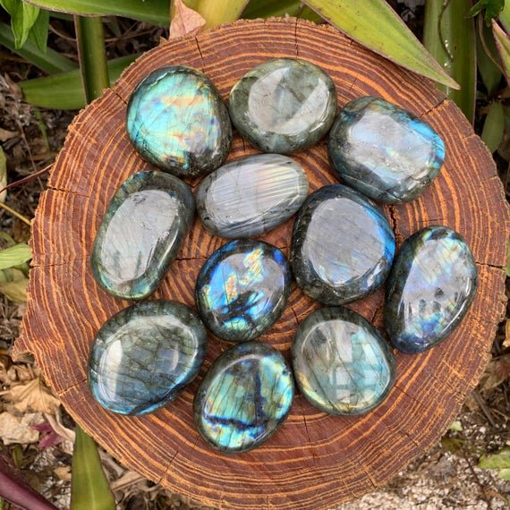 Labradorite Palm Stones (1.50-3 Inch - AAA Grade - 6-10 Pieces Per Kilogram) Ethically Sourced from Madagascar - Beyond Bohemian